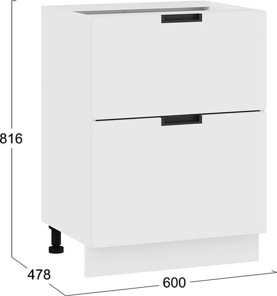 Изображение товара Шкаф-стол кухонный ТриЯ Гренада с двумя ящиками 1Н6Я2 (белый/холст белый)