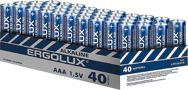 Изображение товара Комплект батареек Ergolux LR03 Alkaline Promo BOX40 1.5В