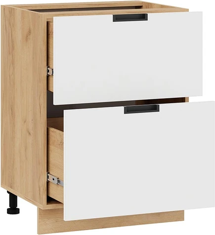 Изображение товара Шкаф-стол кухонный ТриЯ Гренада с двумя ящиками 1Н6Я2 (дуб крафт золотой/холст белый)