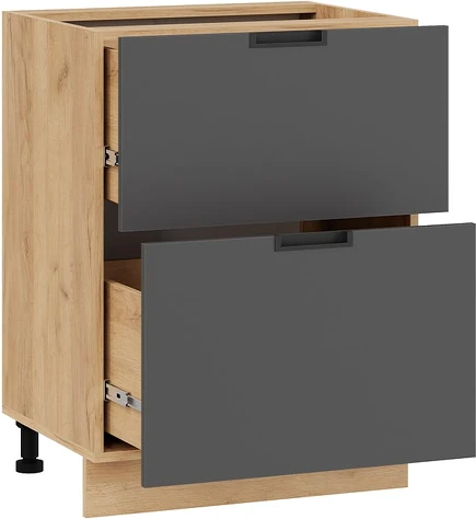 Изображение товара Шкаф-стол кухонный ТриЯ Гренада с двумя ящиками 1Н6Я2 (дуб крафт золотой/холст вулкан)