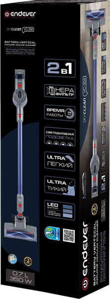 Изображение товара Вертикальный пылесос Endever SkyClean VC-304 (темно-синий/серый)