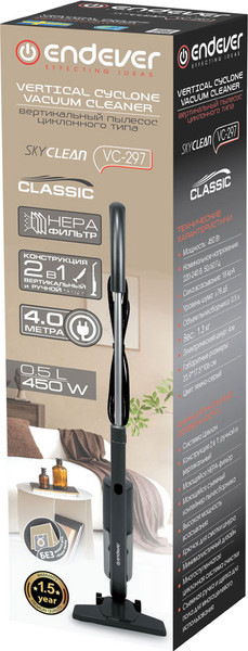 Изображение товара Вертикальный пылесос Endever SkyClean VC-297 (темно-серый)