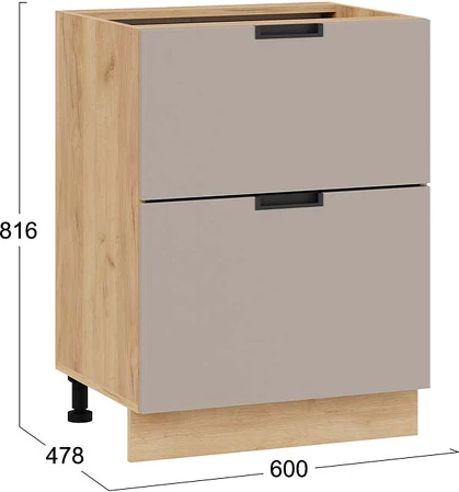 Изображение товара Шкаф-стол кухонный ТриЯ Гренада с двумя ящиками 1Н6Я2 (дуб крафт золотой/холст латте)