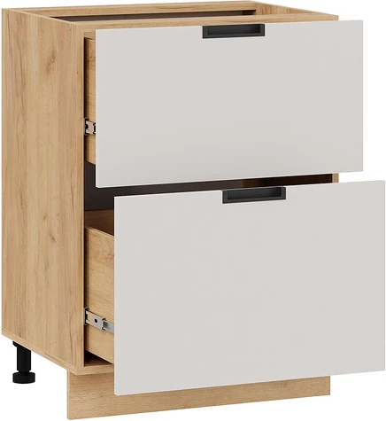 Изображение товара Шкаф-стол кухонный ТриЯ Гренада с двумя ящиками 1Н6Я2 (дуб крафт золотой/холст мокко)