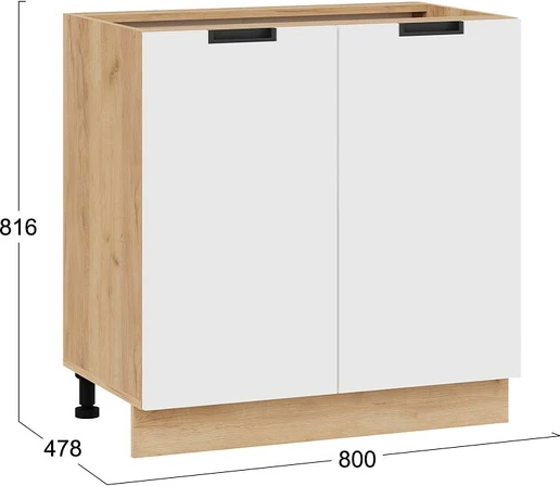 Изображение товара Шкаф-стол кухонный ТриЯ Гренада с двумя дверями 1Н8 (дуб крафт золотой/холст белый)