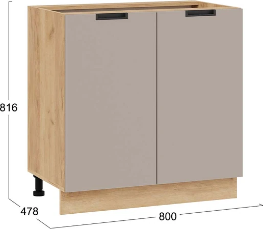 Изображение товара Шкаф-стол кухонный ТриЯ Гренада с двумя дверями 1Н8 (дуб крафт золотой/холст латте)