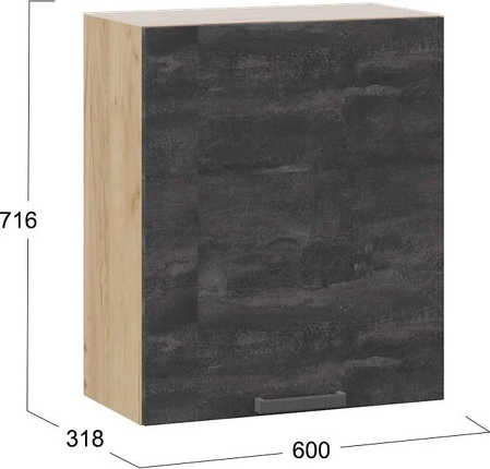 Изображение товара Шкаф навесной для кухни ТриЯ Детройт 1В6 с одной дверью (дуб крафт золотой/угольный камень)