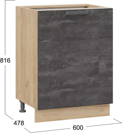 Изображение товара Шкаф-стол кухонный ТриЯ Детройт 1Н6 с одной дверью (дуб крафт золотой/угольный камень)