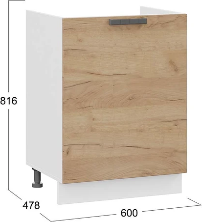 Изображение товара Шкаф под мойку ТриЯ Детройт 1Н6М с одной дверью (белый/дуб крафт золотой)