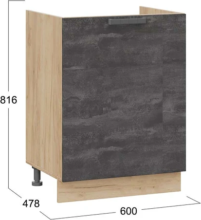 Изображение товара Шкаф под мойку ТриЯ Детройт 1Н6М с одной дверью (дуб крафт золотой/угольный камень)