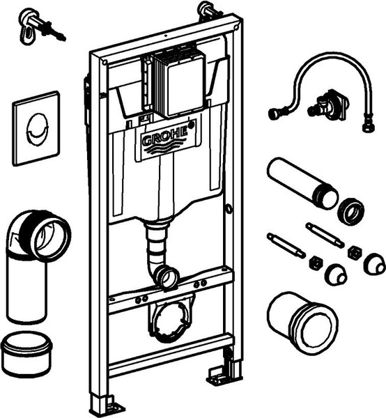 Изображение товара Унитаз подвесной с инсталляцией Saniteco KW-9004WS + GROHE Rapid SL 38721001