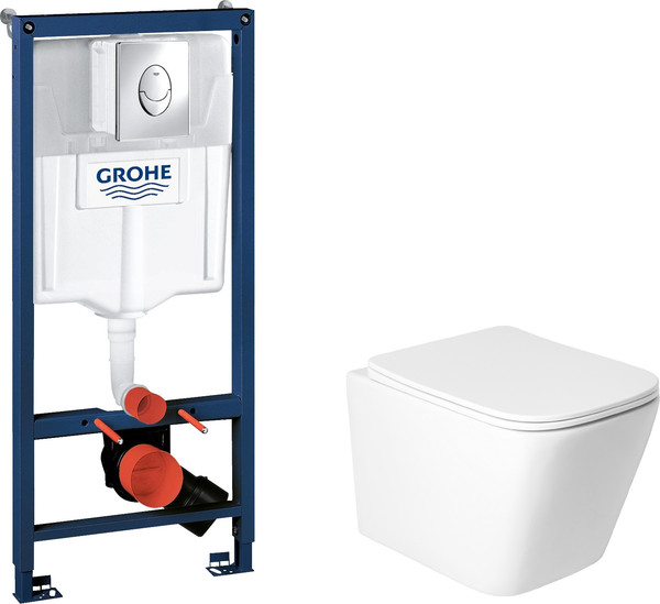 Изображение товара Унитаз подвесной с инсталляцией Saniteco KW-9004WS + GROHE Rapid SL 38721001