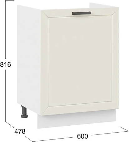Изображение товара Шкаф под мойку ТриЯ Лорас 1Н6М с одной дверью (белый/холст брюле)