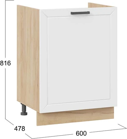 Изображение товара Шкаф под мойку ТриЯ Лорас 1Н6М с одной дверью (дуб крафт золотой/холст белый)