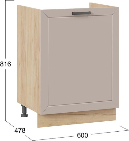 Изображение товара Шкаф под мойку ТриЯ Лорас 1Н6М с одной дверью (дуб крафт золотой/холст латте)