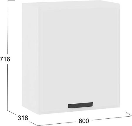 Изображение товара Шкаф навесной для кухни ТриЯ Тиана 1В6 с одной дверью (белый/белый супермат)