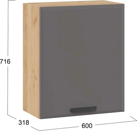 Изображение товара Шкаф навесной для кухни ТриЯ Тиана 1В6 с одной дверью (дуб крафт золотой/асфальт супермат)