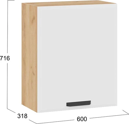 Изображение товара Шкаф навесной для кухни ТриЯ Тиана 1В6 с одной дверью (дуб крафт золотой/белый супермат)