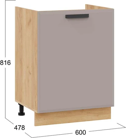 Изображение товара Шкаф под мойку ТриЯ Тиана 1Н6М с одной дверью (дуб крафт золотой/мокко супермат)