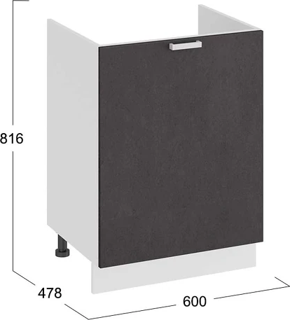 Изображение товара Шкаф под мойку ТриЯ Гранита 1Н6М с одной дверью (белый/бетон графит)