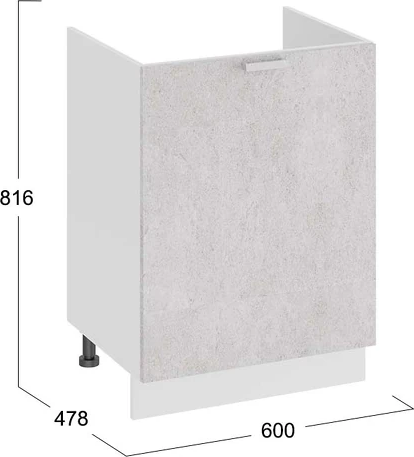 Изображение товара Шкаф под мойку ТриЯ Гранита 1Н6М с одной дверью (белый/бетон снежный)