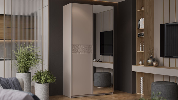 Изображение товара Шкаф-купе ТриЯ Оскар Скания Т2 1200 / 268585 (ручка серебро/кашемир/кашемир/кашемир сатин)