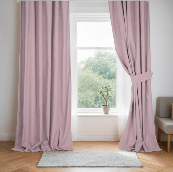 Изображение товара Комплект штор Mio Tesoro Canvas 150x270 + Гардина Soft Lines 306 400х270 (сушеная роза/белый лен)