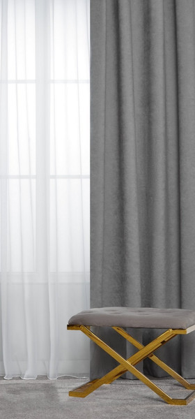 Изображение товара Комплект штор Mio Tesoro Velvet 150x270 + Гардина Soft Lines 306 400х270 (серый/белый лен)
