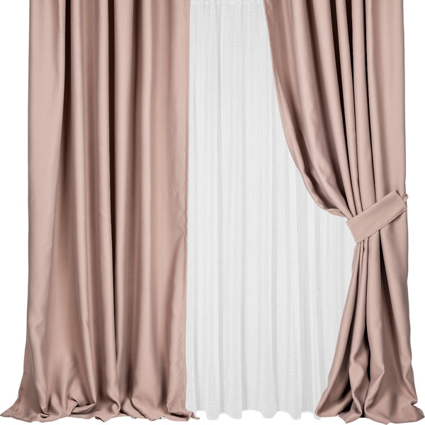 Изображение товара Комплект штор Mio Tesoro Blackout 150x270 + Гардина Soft Lines 306 400х270 (капучино/белый лен)