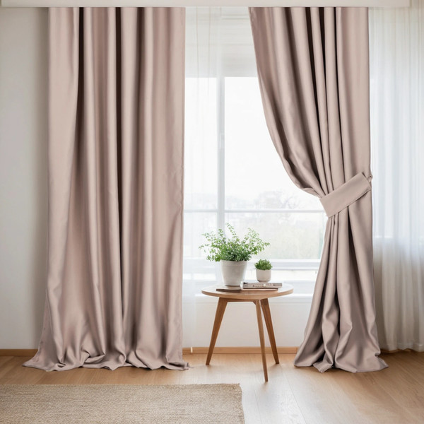 Изображение товара Комплект штор Mio Tesoro Blackout 150x270 + Гардина Soft Lines 306 400х270 (капучино/белый лен)