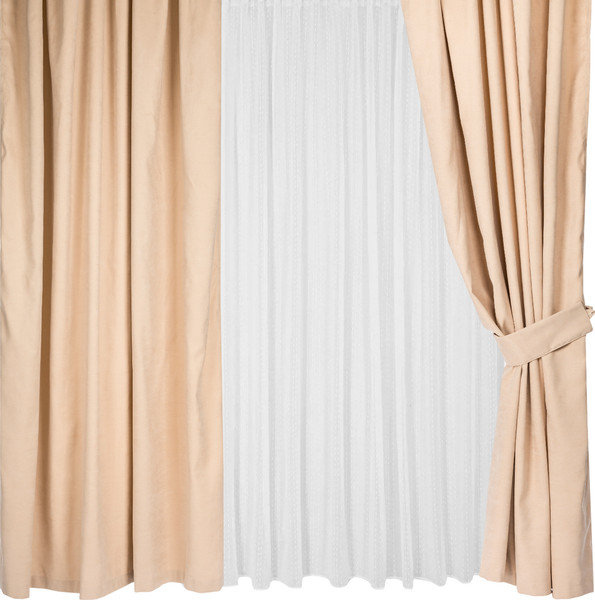 Изображение товара Комплект штор Mio Tesoro Canvas 150x270 + Гардина Soft Lines 306 400х270 (бежевый/белый лен)