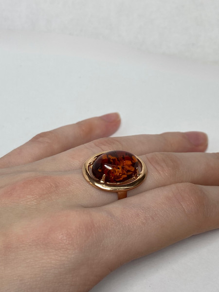 Изображение товара Кольцо Wolves Янтарь с каемкой 1624 (р.17)