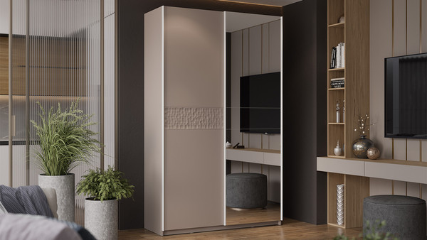 Изображение товара Шкаф-купе ТриЯ Оскар Скания Т2 1400 / 268641 (ручка белая/кашемир/кашемир/кашемир сатин)