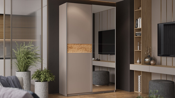 Изображение товара Шкаф-купе ТриЯ Оскар Скания Т2 1400 / 268650 (ручка серебро/кашемир/кашемир/дуб тортугга)