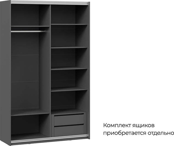 Изображение товара Шкаф-купе ТриЯ Оскар Скания Т2 1400 / 268652 (ручка серебро/серый графит/серый графит/графит матовый)