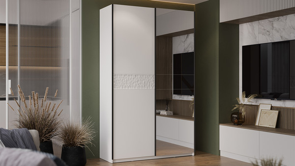 Изображение товара Шкаф-купе ТриЯ Оскар Скания Т2 1400 / 268654 (ручка черная/белый снег/белый снег/белый матовый)