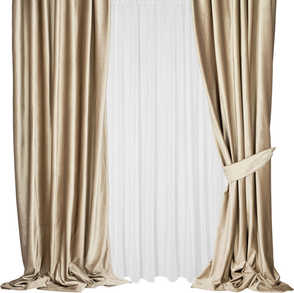 Изображение товара Комплект штор Mio Tesoro Velvet 150x260 + Гардина Soft Lines 306 400х270 (капучино/белый лен)