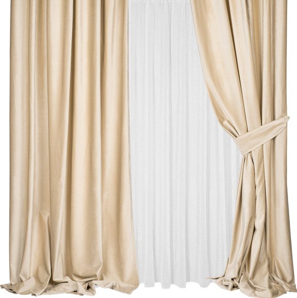 Изображение товара Комплект штор Mio Tesoro Velvet 150x270 + Гардина Soft Lines 306 400х270 (кремовый/белый лен)