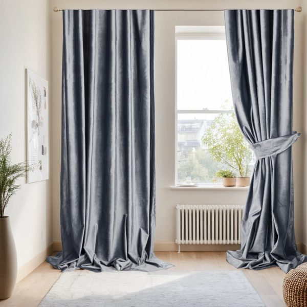 Изображение товара Комплект штор Mio Tesoro Velvet 150x260 + Гардина Soft Lines 306 400х270 (серый/белый лен)