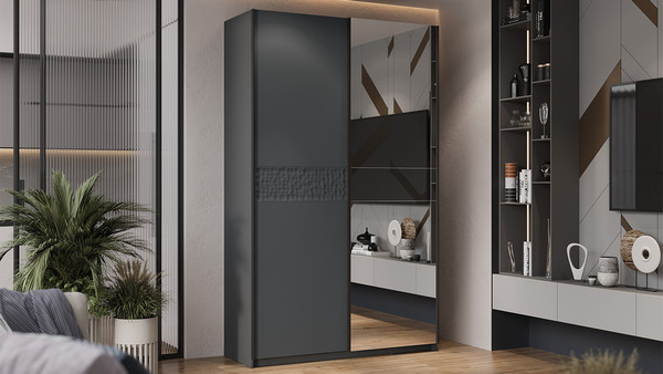 Изображение товара Шкаф-купе ТриЯ Оскар Скания Т2 1400 / 268664 (ручка черная/серый графит/серый графит/графит матовый)