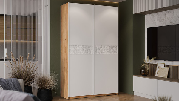 Изображение товара Шкаф-купе ТриЯ Оскар Скания Т2 1400 / 268603 (ручка белая/дуб крафт золотой/белый снег/белый матовый)