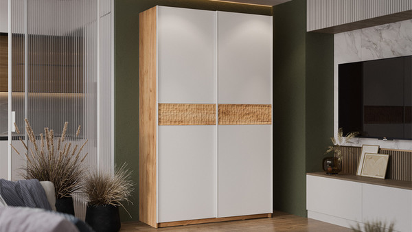 Изображение товара Шкаф-купе ТриЯ Оскар Скания Т2 1400 / 268604 (ручка белая/дуб крафт золотой/белый снег/дуб тортугга)