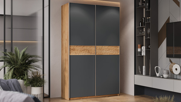 Изображение товара Шкаф-купе ТриЯ Оскар Скания Т2 1400 / 268616 (ручка серебро/дуб крафт золотой/серый графит/дуб тортугга)