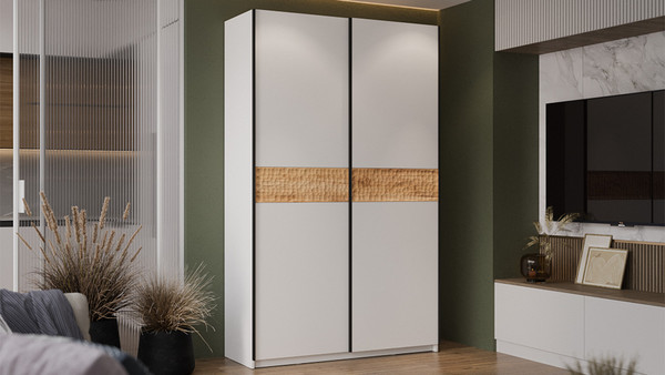 Изображение товара Шкаф-купе ТриЯ Оскар Скания Т2 1400 / 268622 (ручка черная/белый снег/белый снег/дуб тортугга)