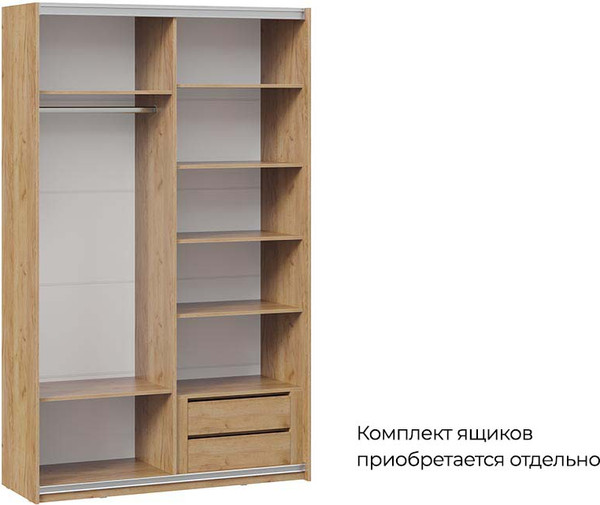 Изображение товара Шкаф-купе ТриЯ Оскар Скания Т2 1400 / 268623 (ручка черная/дуб крафт золотой/белый снег/белый матовый)