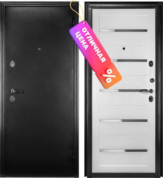 Изображение товара Входная дверь Guard Царга MG60 87х205 правая (черное серебро/белый ясень)