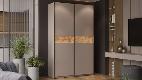 Изображение товара Шкаф-купе ТриЯ Оскар Скания Т2 1400 / 268629 (ручка черная/кашемир/кашемир/дуб тортугга)