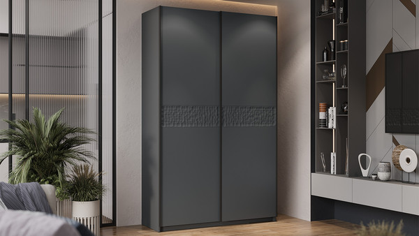 Изображение товара Шкаф-купе ТриЯ Оскар Скания Т2 1400 / 268631 (ручка черная/серый графит/серый графит/графит матовый)