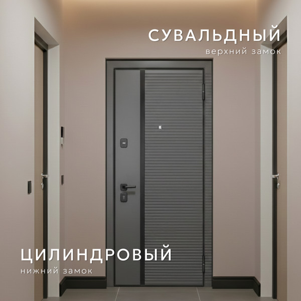 Изображение товара Входная дверь Guard MG75 МДФ/МДФ 87х205 правая (серый/белый ясень)