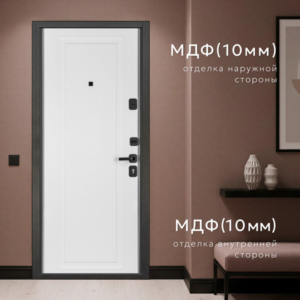 Изображение товара Входная дверь Guard MG75 МДФ/МДФ 87х205 правая (серый/белый ясень)